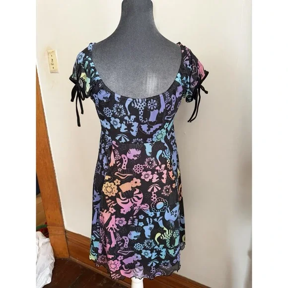 Current Mood Y2K Dress Goth Festival Baby Doll Psychedelic Mushrooms M - Picture 6 of 9